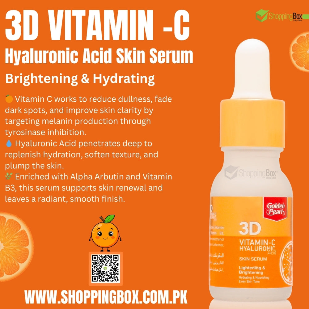 Golden Pearl 3D Vitamin-C & Hyaluronic Acid Serum – Hydrating & Brightening – Shop original serum in Pakistan at Shopping Box