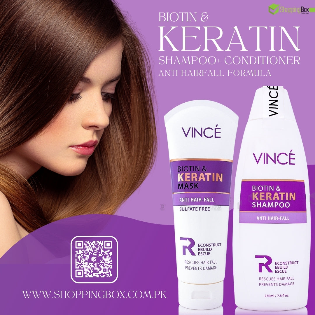 Vince Biotin & Keratin Shampoo and Hair Mask Bundle – Original Hair Repair Set in Pakistan at Shopping Box