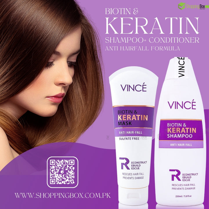 Vince Biotin & Keratin Shampoo and Hair Mask Bundle – Original Hair Repair Set in Pakistan at Shopping Box