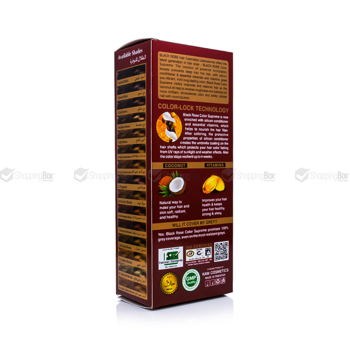 Black Rose Color Supreme 7.6 Golden Blonde – herbal ammonia-free warm blonde hair dye with golden glow