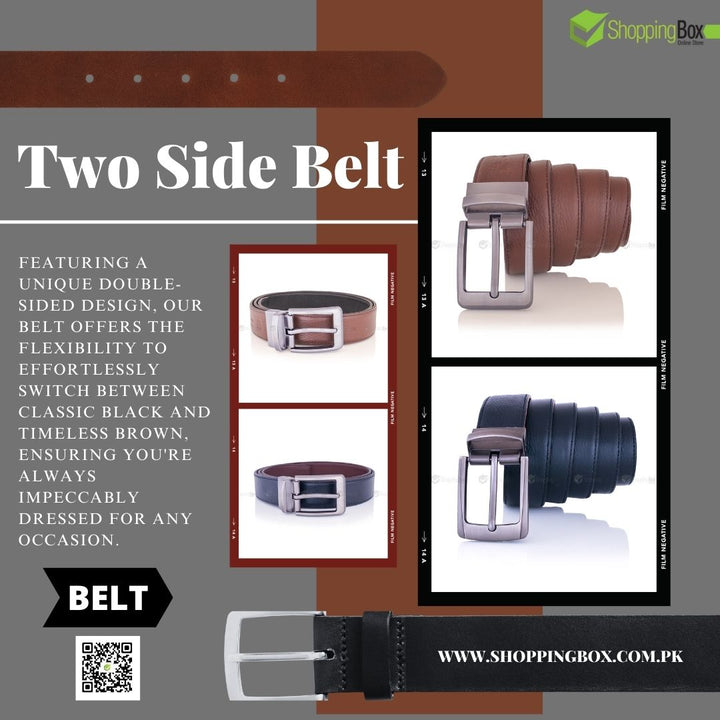 BLACK AND BROWN BELT 35MM WITH TWISTABLE BUCKLE