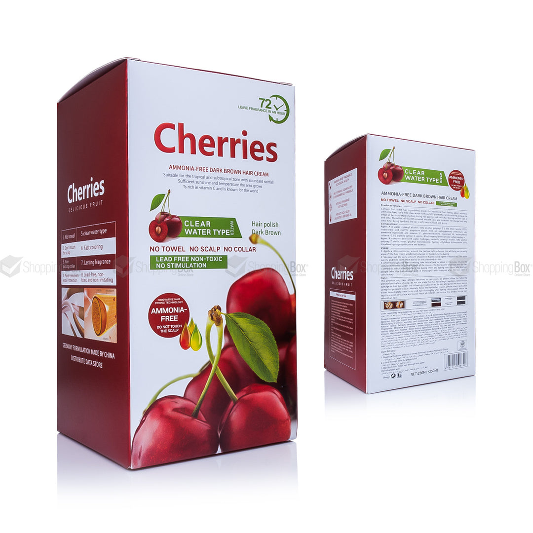 Cherries Hair Color Ammonia Free – 250ml + 250ml cream-based dye for men and women, enriched with aloe vera and herbal extracts.