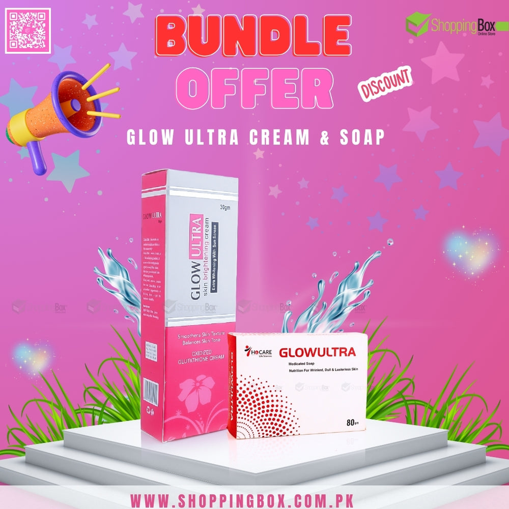 Glow Ultra Skin Brightening Cream and Medicated Soap bundle offer available at Shopping Box.