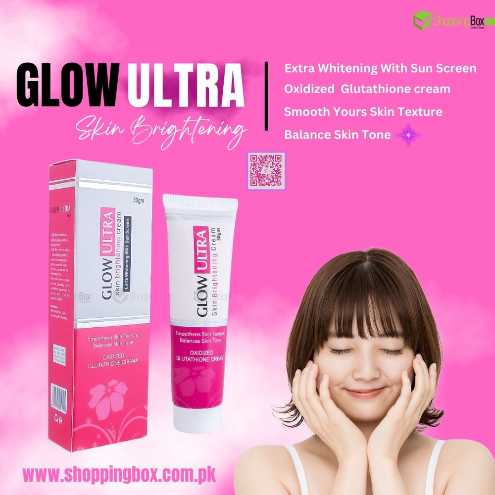 Glow Ultra Skin Brightening Cream 30gm tube with pink floral design