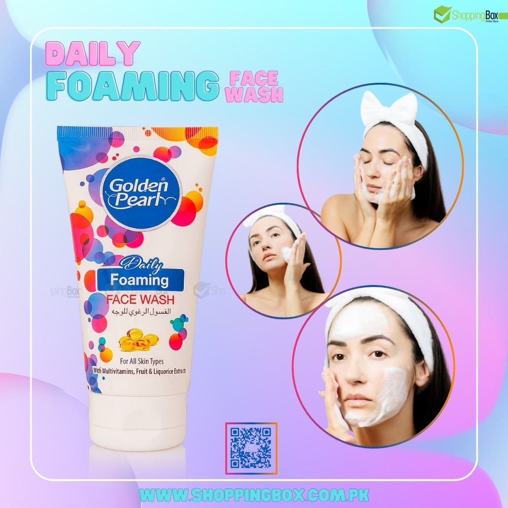 Golden Pearl Daily Foaming Face Wash 150ml front packaging with colorful design