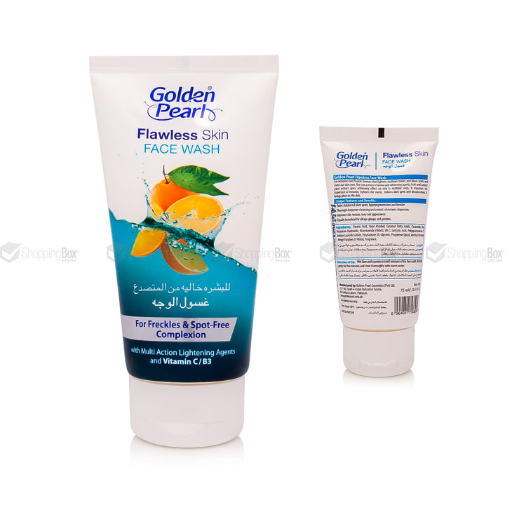 Golden Pearl Flawless Skin Face Wash 75ml – Front and  Back View 
