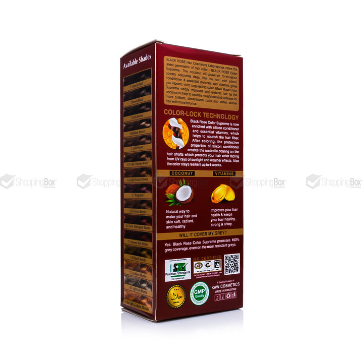 Black Rose Color Supreme 01 Natural Black – ammonia-free hair dye for shiny, healthy black hair in Pakistan