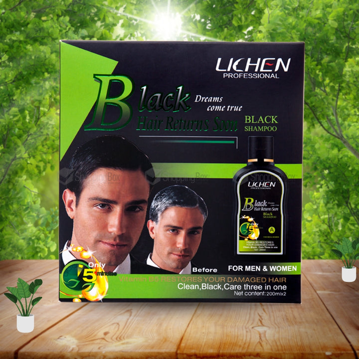 Lichen Black Hair Shampoo 100ml back with instructions
