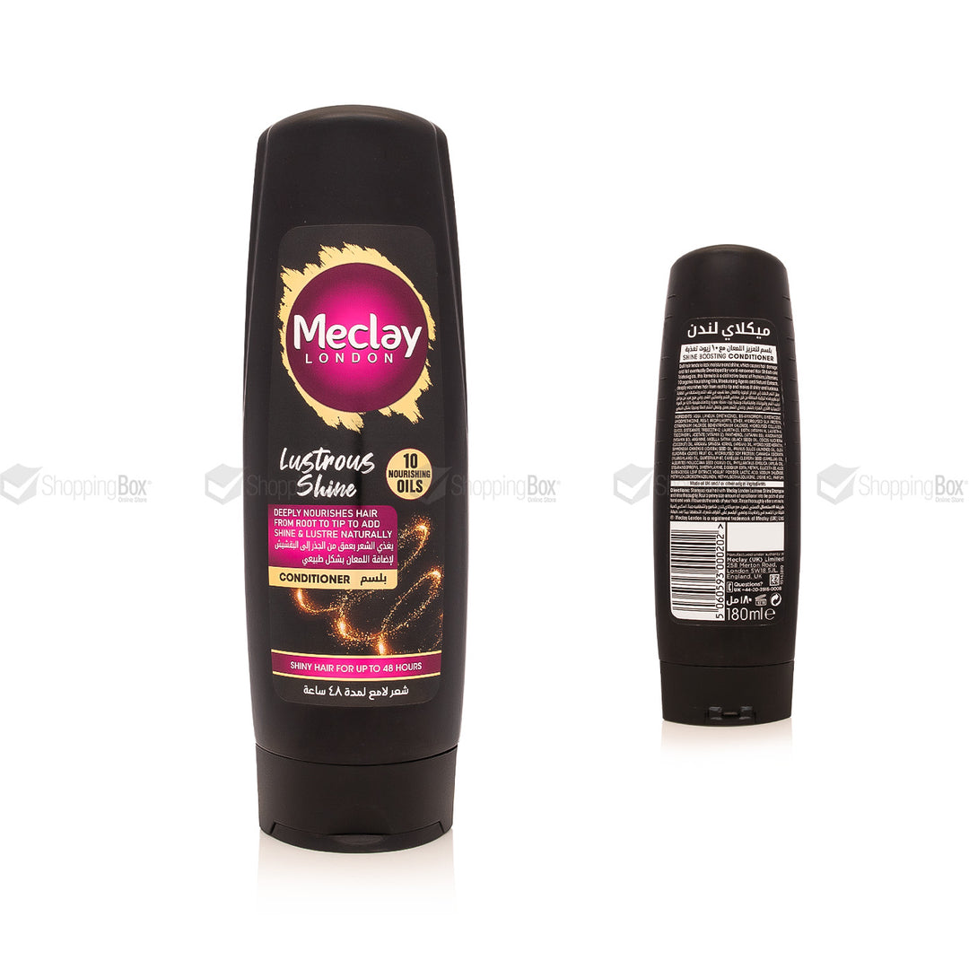 Meclay London Lustrous Shine Conditioner – 180ml Front Back View – Available at Shopping Box
