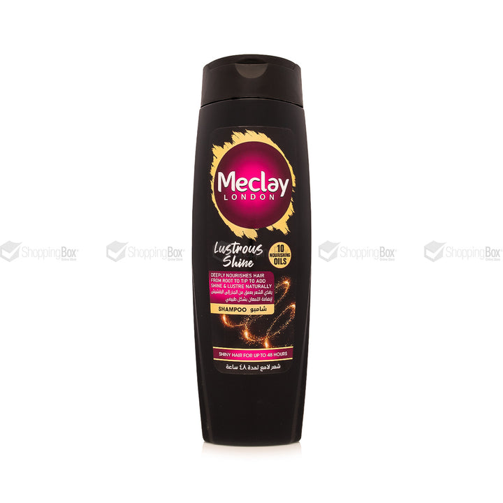 Meclay London Lustrous Shine Shampoo – 185ml Front Bottle View – Available at Shopping Box