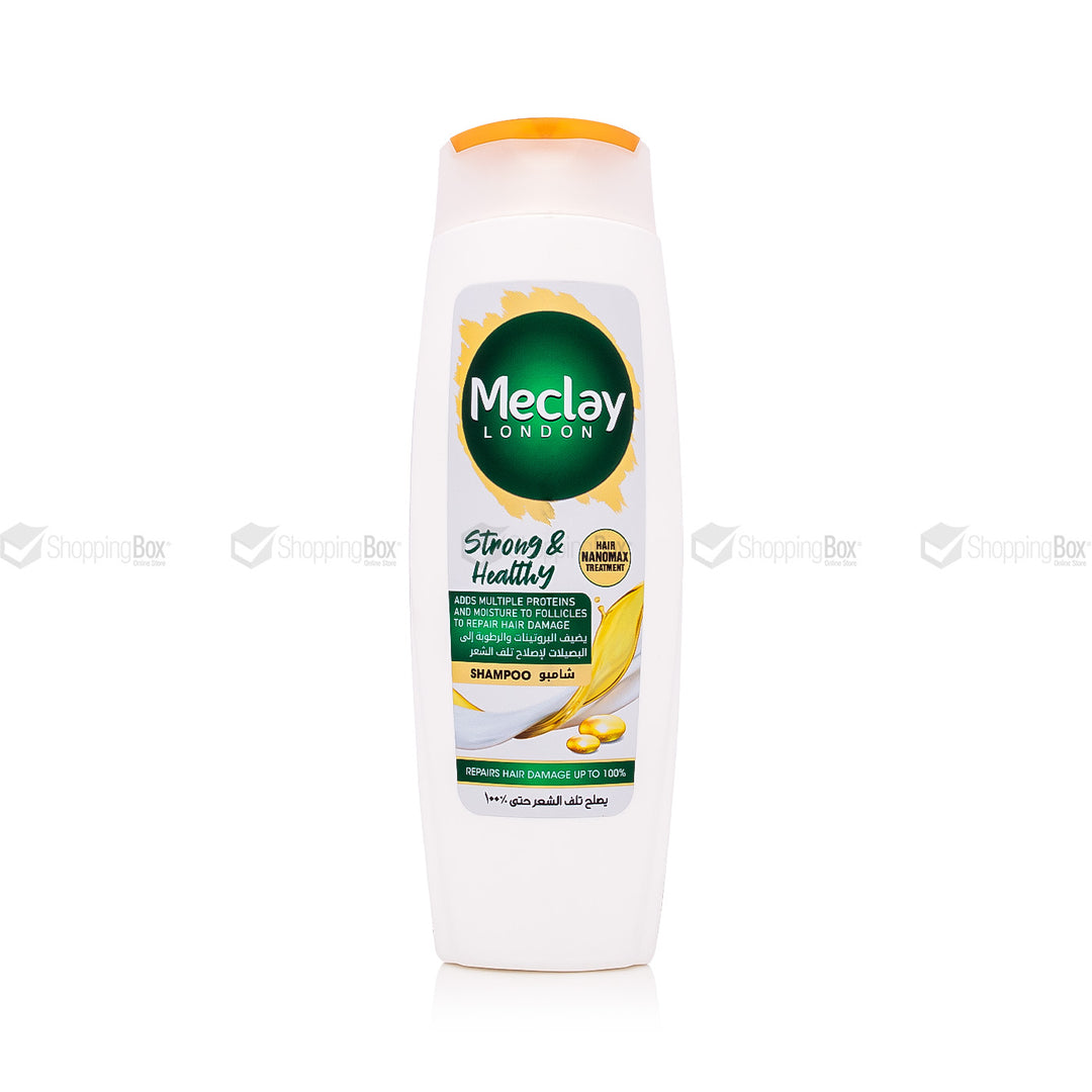 Meclay London Strong & Healthy Shampoo – 185ml Front Bottle View – Available at Shopping Box