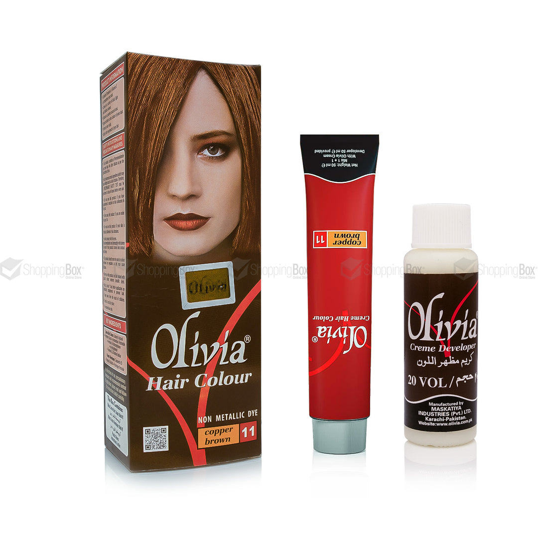 Olivia Hair Color Copper Brown 11 Box tube with developer