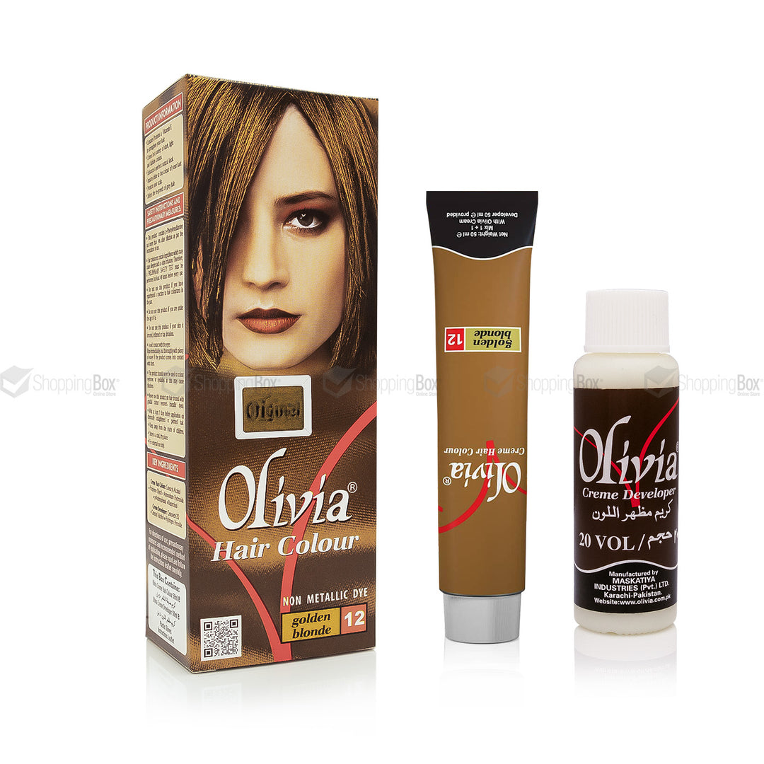 Olivia Hair Color Golden Blonde 12 box tube with developer