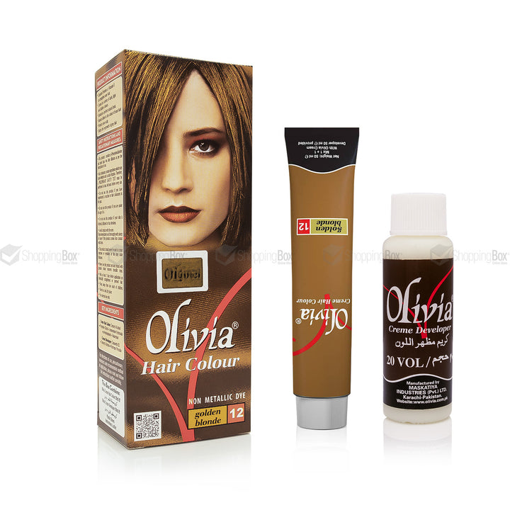 Olivia Hair Color Golden Blonde 12 box tube with developer
