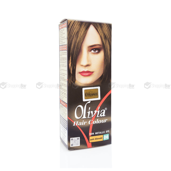 Olivia Ash Blonde 06 packaging close-up showing product details