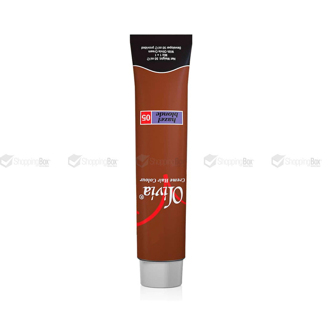Brown hair color 05 tube with visible branding on a white background shopping box
