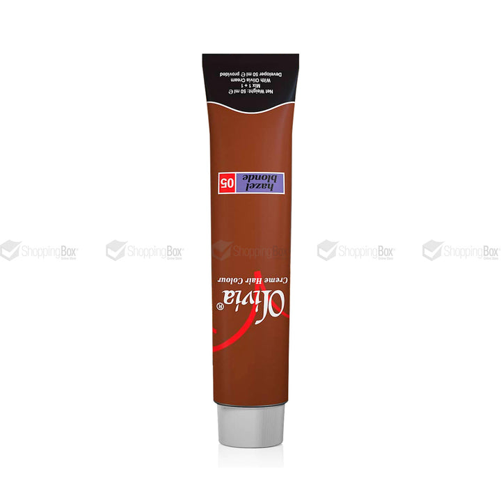 Brown hair color 05 tube with visible branding on a white background shopping box