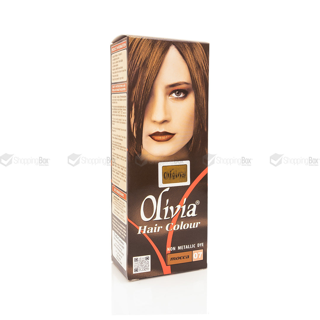 Olivia Hair Color Mocca 07 box front view – Shopping Box