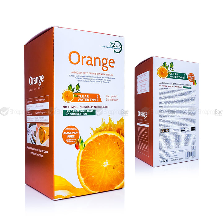 Orange Hair Color Ammonia Free – Herbal cream hair dye for black and dark brown hair with aloe vera, made in China, available in sachet, 250ml, and 500ml.