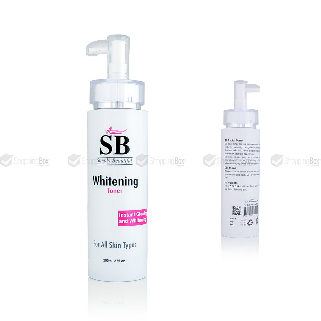 SB Whitening Facial Toner 200ml front and back view – Shopping Box Pakistan