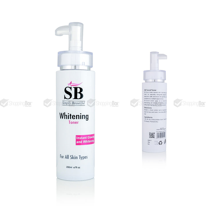 SB Whitening Facial Toner 200ml front and back view – Shopping Box Pakistan