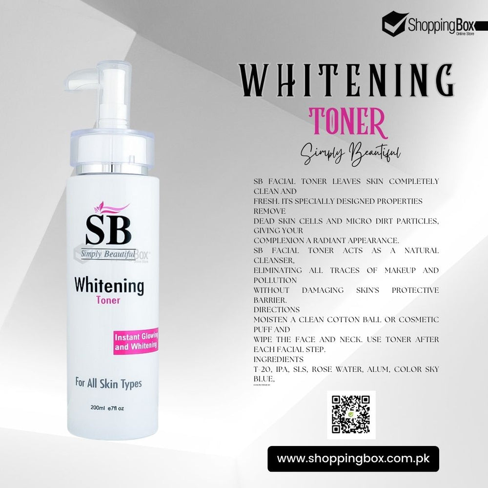 SB Whitening Facial Toner back label – Ingredients & usage directions