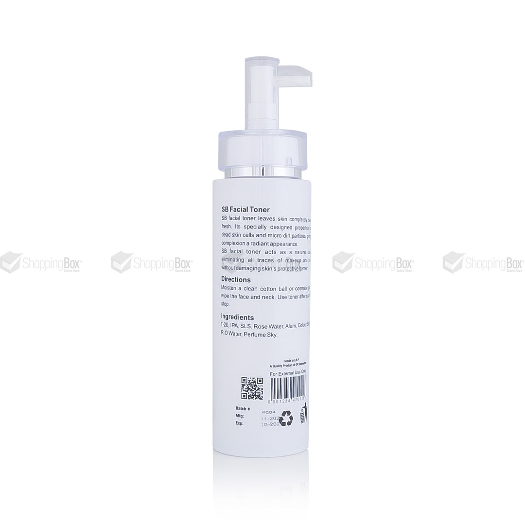 2.	SB Whitening Facial Toner back label – Ingredients & usage directions