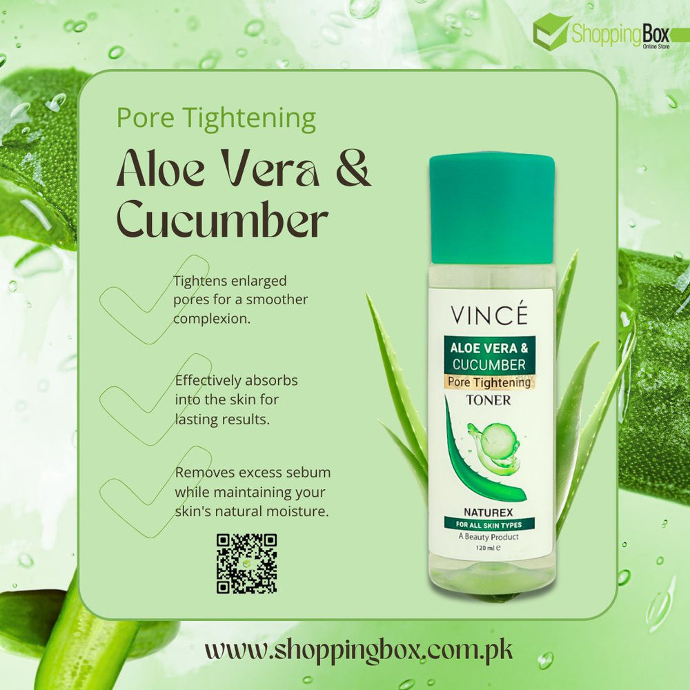 Vince Aloe Vera & Cucumber Toner 120ml label with ingredients & directions