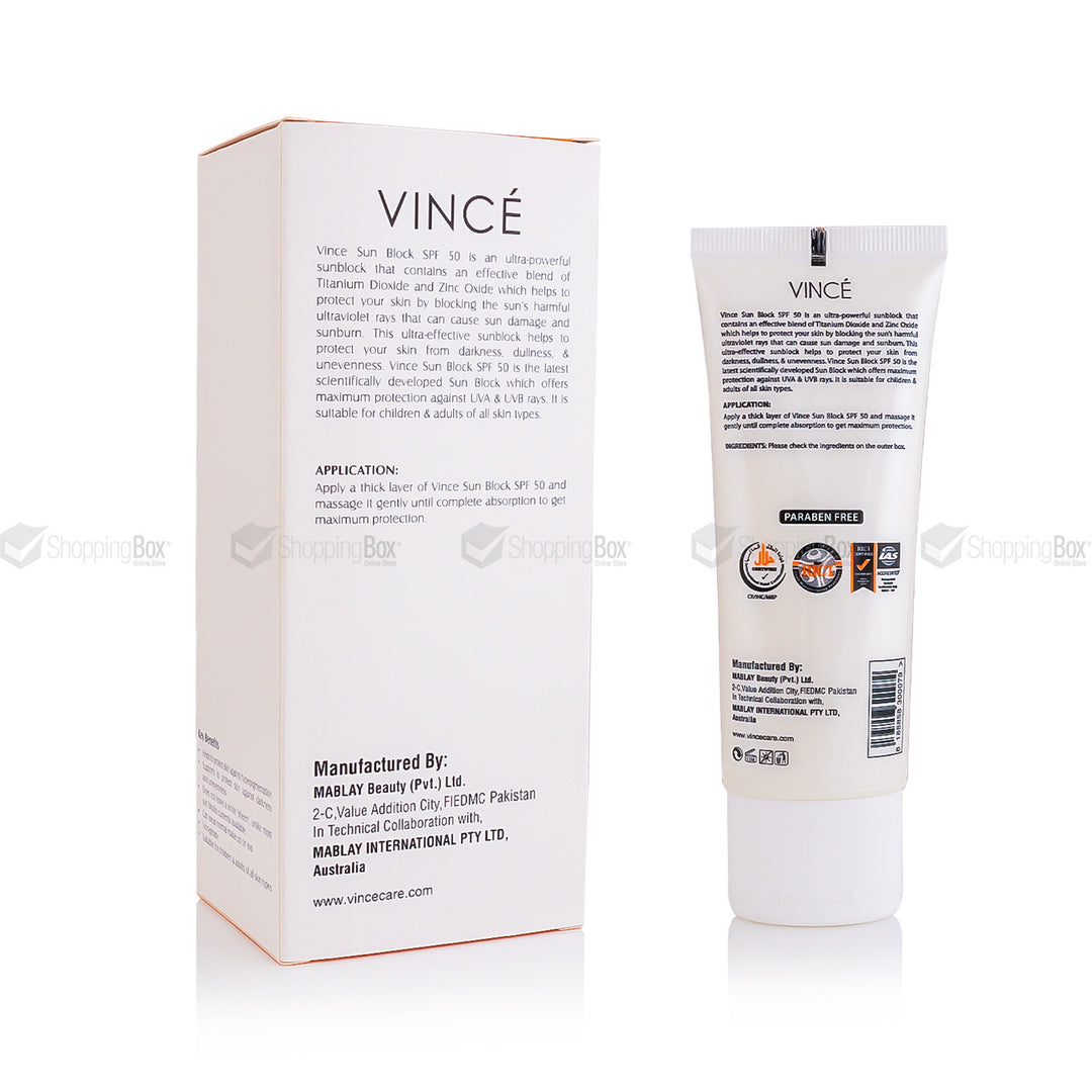 Vincé Sunblock SPF 50 advanced UV protection moisturizing lotion – non-greasy, makeup-friendly sunscreen for daily use – Shopping Box Pakistan