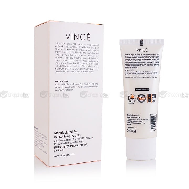 Vincé Sunblock SPF 50 advanced UV protection moisturizing lotion – non-greasy, makeup-friendly sunscreen for daily use – Shopping Box Pakistan