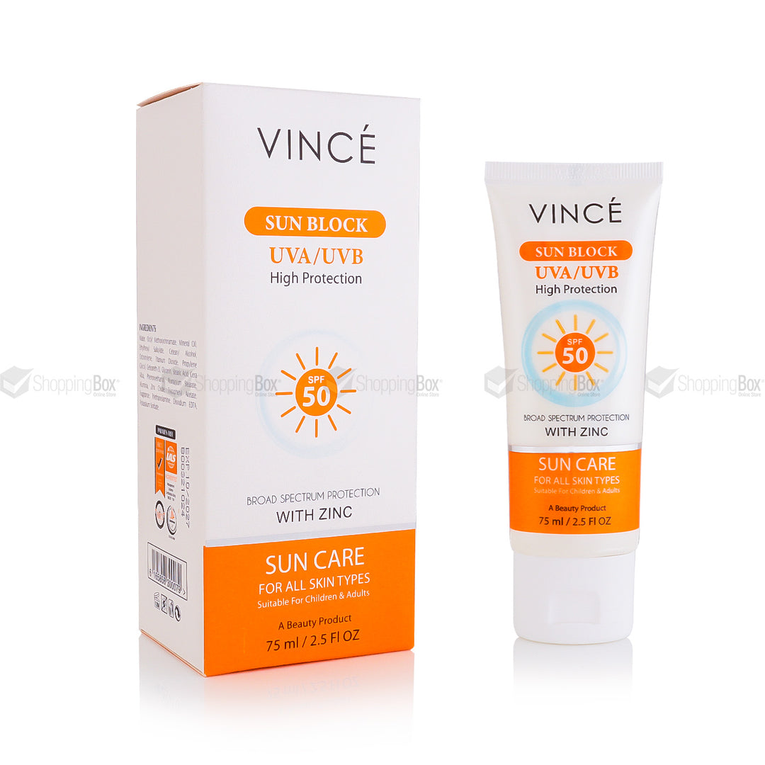 Vincé Sunblock SPF 50 advanced UV protection moisturizing lotion – non-greasy, makeup-friendly sunscreen for daily use – Shopping Box Pakistan