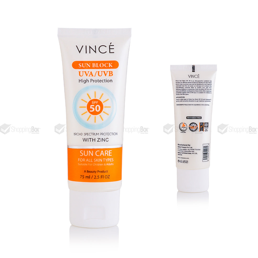 Vincé Sunblock SPF 50 advanced UV protection moisturizing lotion – non-greasy, makeup-friendly sunscreen for daily use – Shopping Box Pakistan
