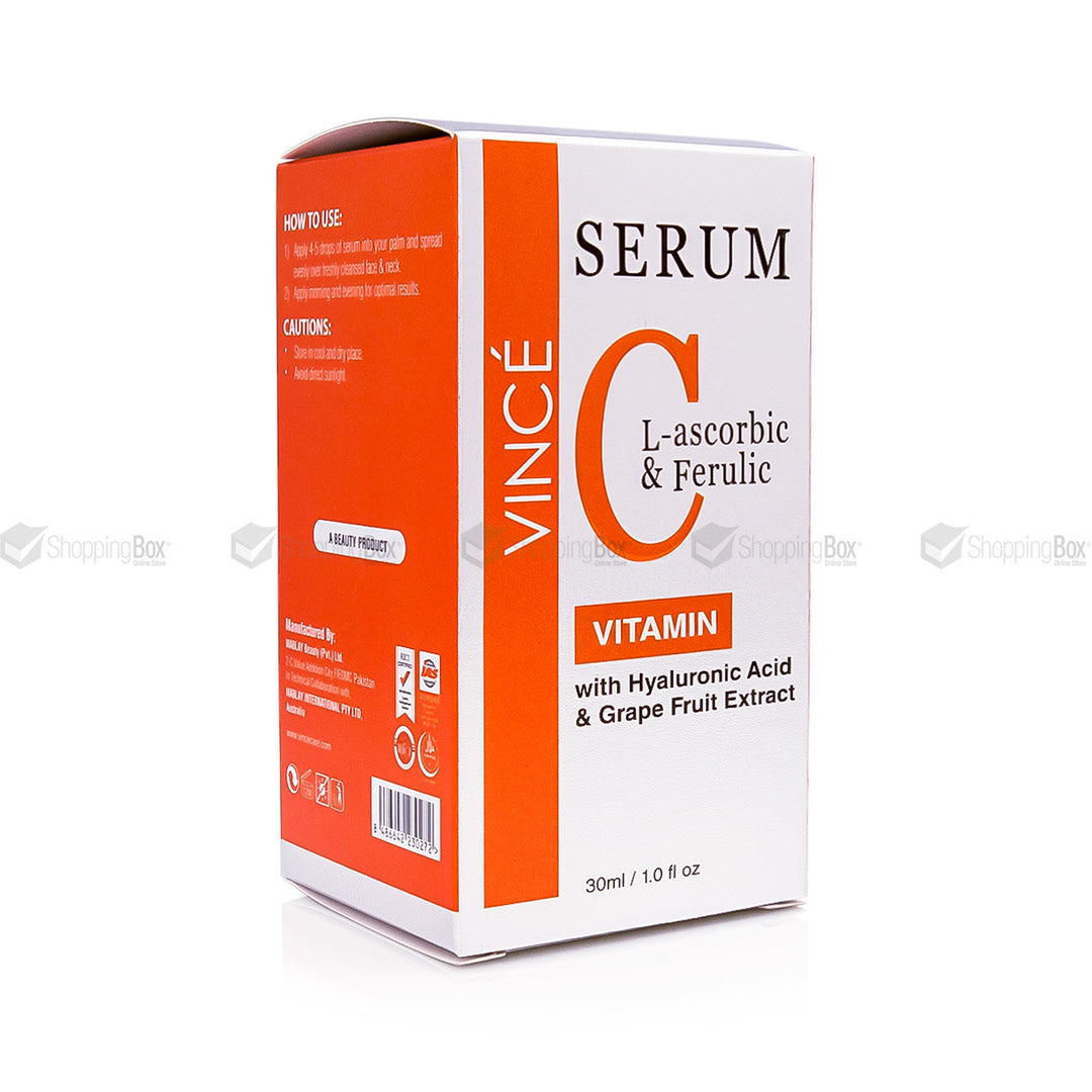 Vince Vitamin C Serum 30ml box front view – for brighter and clearer skin